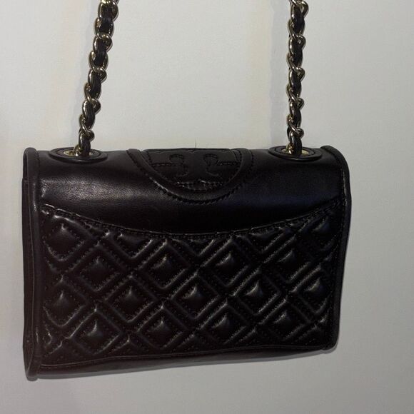 Tory Burch Fleming black soft leather quilted convertible purse crossbod shouldr - Picture 6 of 13